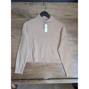 Pilcro by Anthropologie Cashmere Sweater Womens 2XSP Beige Cropped Pullover NWT